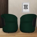 Ver imagem 1 de Kit 2 Poltronas Organica Beatriz Suede Verde C/ Composê Corano Preto - Lm Decor