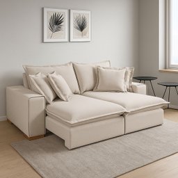 Sofá Premium Retrátil Reclinável com Molas Ensacadas no Assento Tecido Linho Cru 2,10m - 1