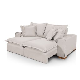 Sofá Premium Retrátil Reclinável com Molas Ensacadas no Assento Tecido Linho Cru 2,10m - 2
