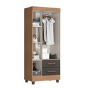 Ver imagem 3 de Roupeiro 3 Portas Lite 76cm 30463 com 2 Gavetas - Nature/cinza Móveis Leão