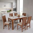 Ver imagem 1 de Conjunto Mesa Luiza Retangular com 6 Cadeiras Paraty Bagum Bege Naturalle e Off