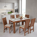 Ver imagem 1 de Conjunto Mesa Luiza Retangular com 6 Cadeiras Paraty Bagum Bege Naturalle e Off