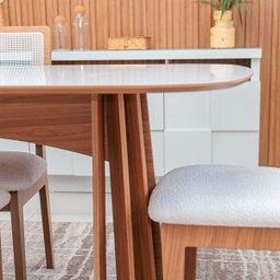 Conjunto Mesa Oval 6 Cadeiras de Jantar Tela no Enconto 100% Mdf Off White Dalla Costa - 7