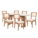 Ver imagem 5 de Conjunto Mesa Oval 6 Cadeiras de Jantar Tela no Enconto 100% Mdf Off White Dalla Costa