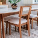 Ver imagem 5 de Conjunto Mesa Oval 6 Cadeiras de Jantar Tela no Enconto 100% MDF Off White Dalla Costa