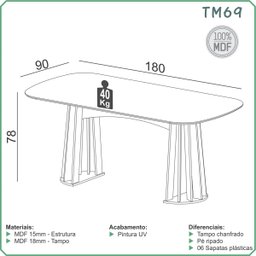 Conjunto Mesa Oval 6 Cadeiras de Jantar Tela no Enconto 100% Mdf Off White Dalla Costa - 10