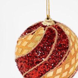 Kit 6 Enfeite Bola Natalina Árvore Natal Vermelho Artesanal - 5