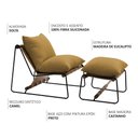 Ver imagem 2 de Kit Poltrona com Puff Turim Base Aço Preto Recouro Camel Poliéster Mostarda - Nexta Casa
