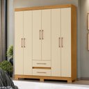 Ver imagem 1 de Guarda-Roupa Casal com 6 Portas e 2 Gavetas 150cm Multimóveis CR35677 Madeirado/Off White