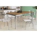 Ver imagem 1 de Conjunto Mesa de Cozinha Reno com Tampo Madeira 160cm e 6 Cadeiras Portugal Cromada Branco 106
