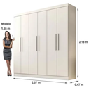 Ver imagem 2 de Guarda Roupa Casal 6 Portas 4 Gavetas 207cm Belém Branco - Valverde