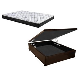 Cama Box Baú Casal Green Marrom + Colchão Espuma D28 138x188x8 - 1
