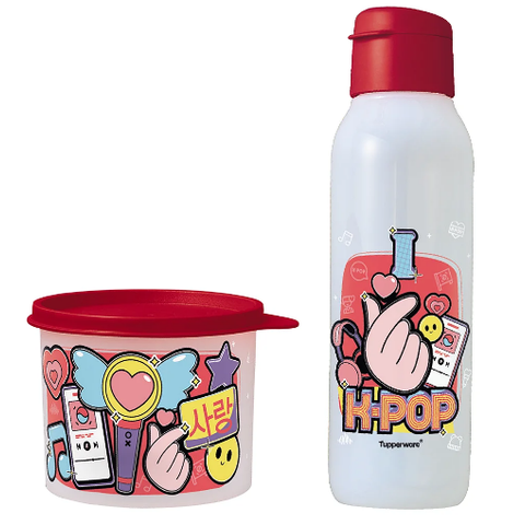 Tupperware Kit 2 Peças Pote 500ml + Garrafa Eco Tupper Plus 750ml K-pop Kit 2 Peças Pote