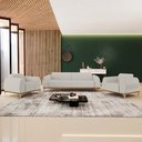 Ver mais imagens de Kit Sofá 2 Lugares 150cm com 2 Poltronas Molino Pés D'ouro D02 Linho Cru C-443 - Lyam Decor