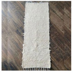 Passadeira Tapete Felpudo Boho Cru Artesanal 1,20x0,40 - 7