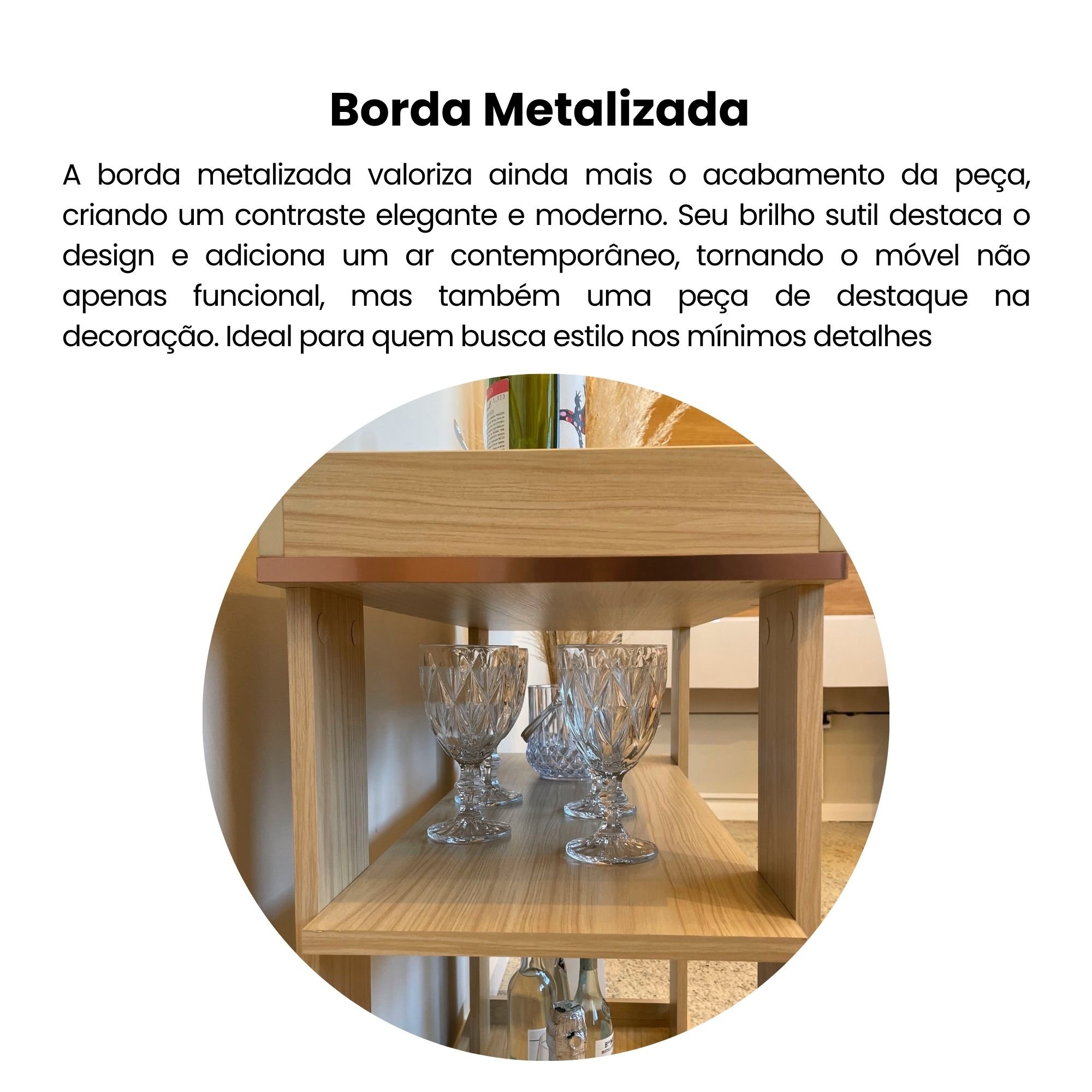 Carrinho Bar com Rodizios com Fita Metalizada Rose  - 9
