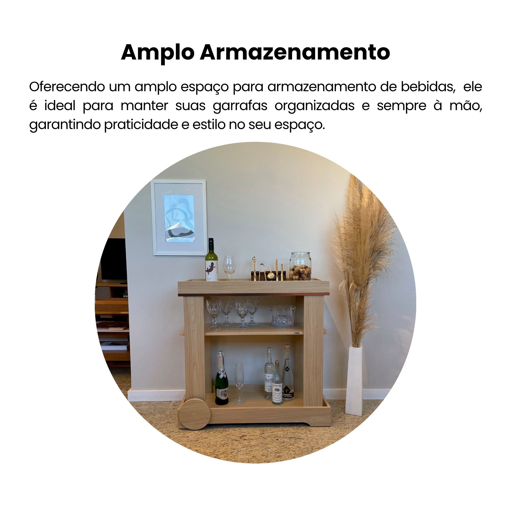Carrinho Bar com Rodizios com Fita Metalizada Rose  - 14