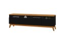 Ver imagem 4 de Rack ABS 1.80m Estilo Retrô Com Pés em Madeira e Puxadores em Couro Para TV Até 70'' 3 Portas Cor Na