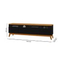 Ver imagem 3 de Rack ABS 1.80m Estilo Retrô Com Pés em Madeira e Puxadores em Couro Para TV Até 70'' 3 Portas Cor Na