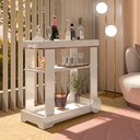 Ver imagem 1 de Carrinho Bar com Rodizios com Fita Metalizada Rose Bege/Off White