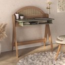 Ver imagem 1 de Escrivaninha Mesa Escritório com 2 Nichos e Detalhe em Impressão Palha Juli