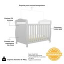 Ver imagem 5 de Quarto de Bebê com Guarda Roupa 3 Portas 3 Gavetas e Berço Mini Cama Nina 100% MDF Espresso Móveis Branco/Brilho