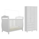 Ver imagem 3 de Quarto de Bebê com Guarda Roupa 3 Portas 3 Gavetas e Berço Mini Cama Nina 100% MDF Espresso Móveis Branco/Brilho