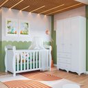 Ver imagem 1 de Quarto de Bebê com Guarda Roupa 3 Portas 3 Gavetas e Berço Mini Cama Nina 100% MDF Espresso Móveis Branco/Brilho