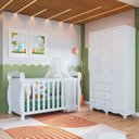 Ver imagem 1 de Quarto Bebê com Berço Minicama 3 em 1 e Guarda-Roupa 3 Portas 100% MDF Nina Espresso Móveis Branc