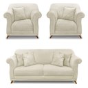 Ver imagem 1 de Kit 2 Poltronas E Sofá 2 Lugares 1,80m Pés Castanho Bege