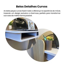Escrivaninha com 2 Nichos e Detalhe em Impressão Palha Juli - 7