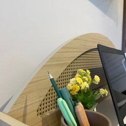 Escrivaninha com 2 Nichos e Detalhe em Impressão Palha Juli - 14