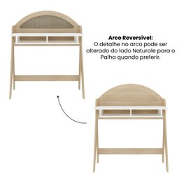 Escrivaninha com 2 Nichos e Detalhe em Impressão Palha Juli - 6