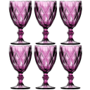 Ver imagem 1 de Jogo de Taças de Vidro para Água Suco Vinho Diamond Conjunto de Taça Mesa Posta 325ml 6 Unidades - L