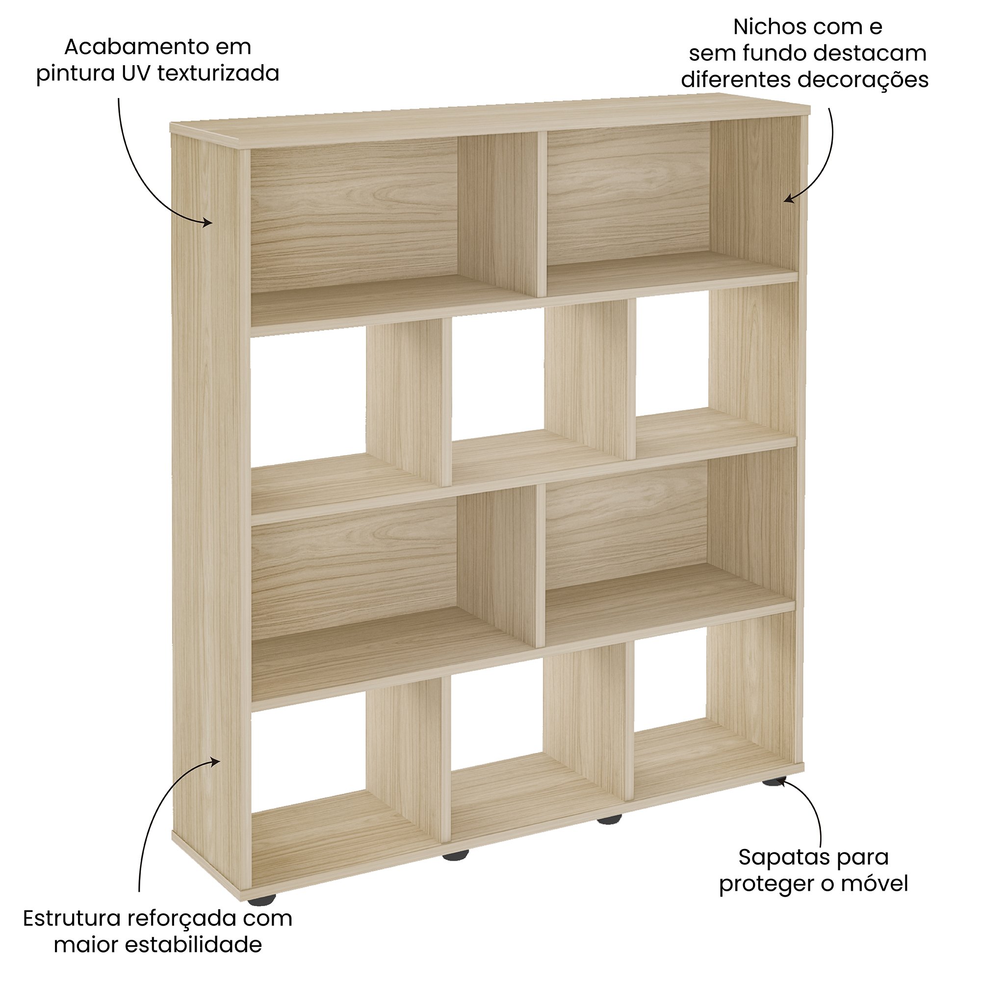 Estante para Livros com 10 Nichos 109cmx91cm Book - 5