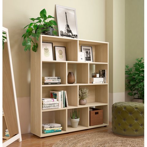 Estante de Livros 91CMX109CM 10 Nichos Book Bege/Marrome