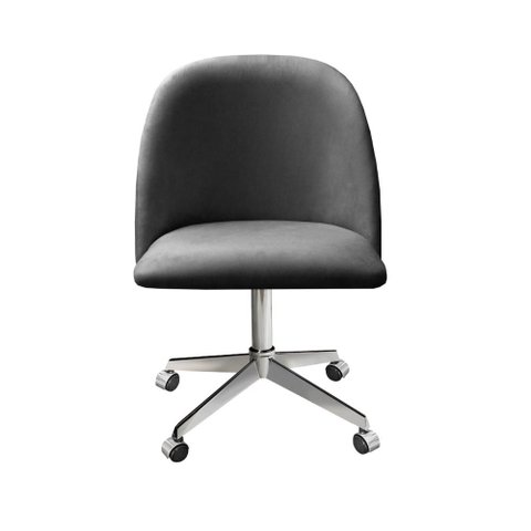 Poltrona Gaia Base Giratória com Rodinhas Cor:Veludo Cinza 220