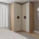 Ver imagem 1 de Guarda-Roupa Planejado Joy 2 Peças Canto, Nicho com 2 Gavetas CabeCasa MadeiraOriginals Cinza/Sereno/Avena