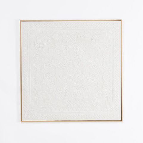 Quadro Arte em Relevo com Moldura Ps Bamboo Natural 80 Cm X 80 Cm X 4 Cm 10343s