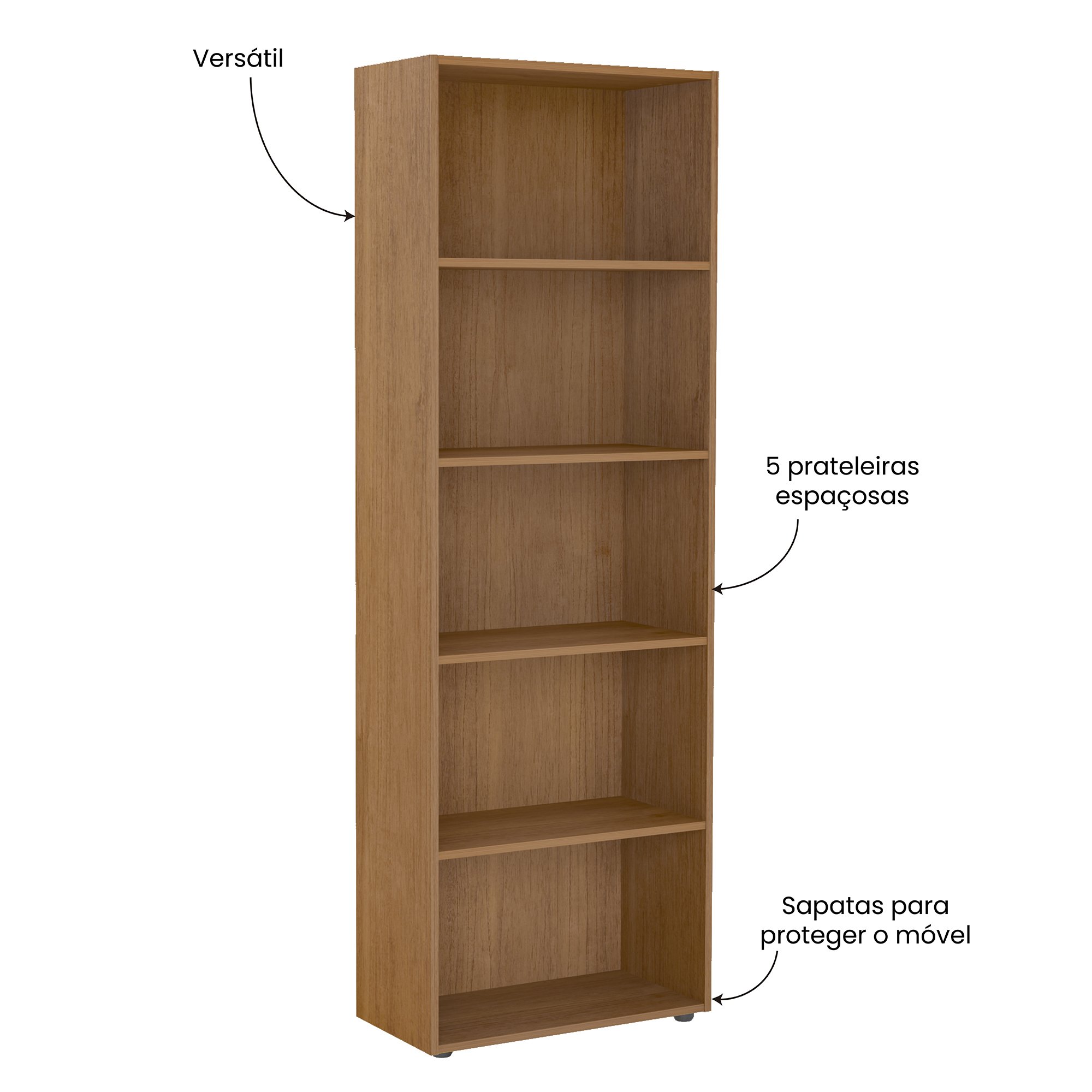 Estante para Livros 5 Prateleiras 180cmx60cm Multy - 5