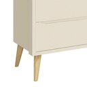 Ver imagem 1 de Cômoda Infantil Theo 6 Gavetas Areia Fosco com Pés Madeira Natural - Reller Móveis Areia Fosco