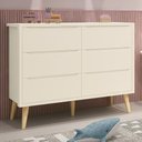 Ver imagem 2 de Cômoda Infantil Theo 6 Gavetas Areia Fosco com Pés Madeira Natural - Reller Móveis Areia Fosco
