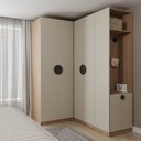 Ver imagem 1 de Guarda-Roupa Planejado Joy 3 Peças Canto, Nicho com 2 Gavetas e Sapateira CabeCasa MadeiraOriginals Cinza/Sereno/Avena