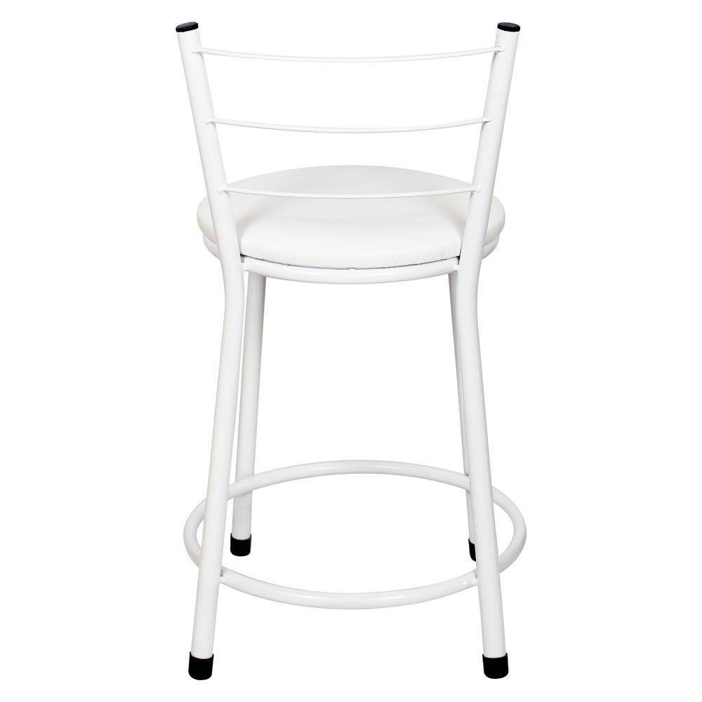 Kit 4 Banquetas Baixa Epoxi Branca Assento Branco - 2