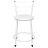 Kit 4 Banquetas Baixa Epoxi Branca Assento Branco - 4