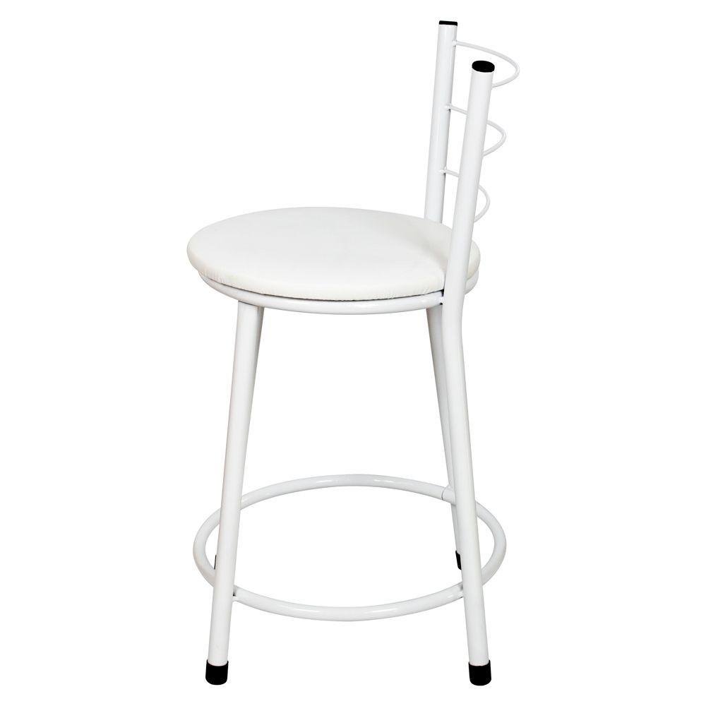 Kit 4 Banquetas Baixa Epoxi Branca Assento Branco - 3