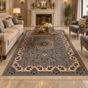 Ver imagem 2 de Tapete Persa Royal Cinza 200x300cm Fio Acetinado - Ideal para Quarto e Sala