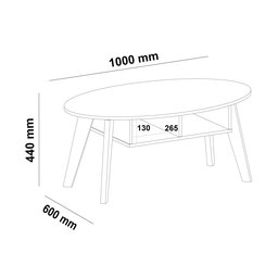 Mesa de Centro com Tampo Oval e Pés em MDF Diva - 4