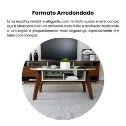 Mesa de Centro com Tampo Oval e Pés em MDF Diva Bege - 9 Mesa de Centro com Tampo Oval e Pés em MDF Diva Bege - 9
