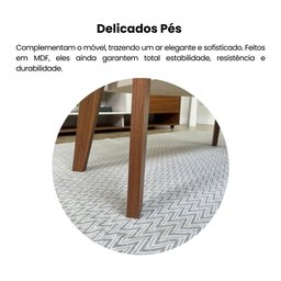 Mesa de Centro com Tampo Oval e Pés em MDF Diva Bege - 8 Mesa de Centro com Tampo Oval e Pés em MDF Diva Bege - 8
